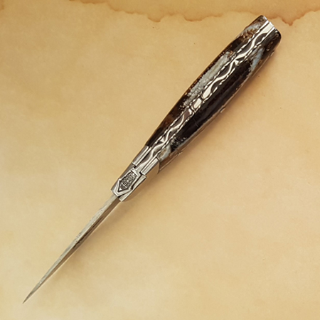 le-thiers-pirou-10cm-knife-special-edition-damascus-white-coffee-mammoth-molar